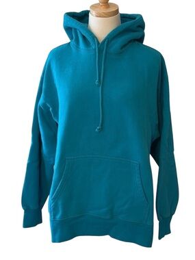 Aritzia TNA Cozy Fleece Boyfriend Fit Sweatshirt Hoodie Teal XL